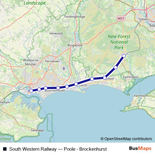 South Western Railway rail Line Map