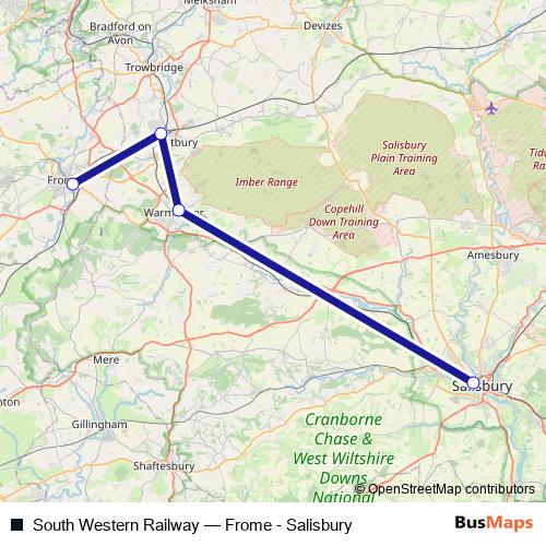 South Western Railway rail Line Map