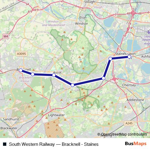 South Western Railway rail Line Map