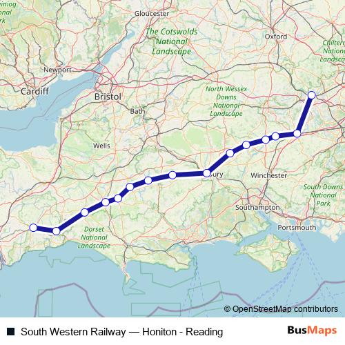 South Western Railway rail Line Map