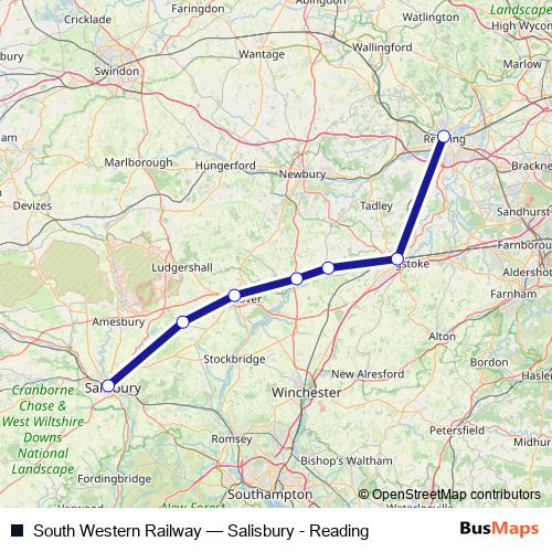 South Western Railway rail Line Map