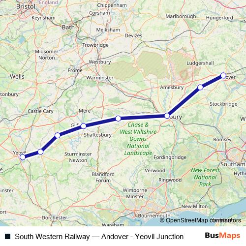South Western Railway rail Line Map