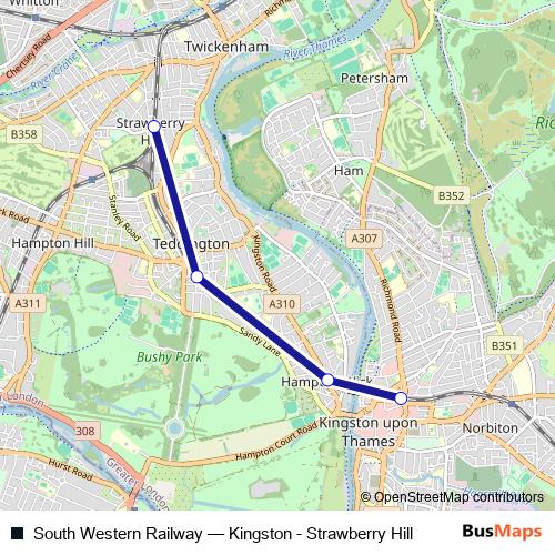South Western Railway rail Line Map