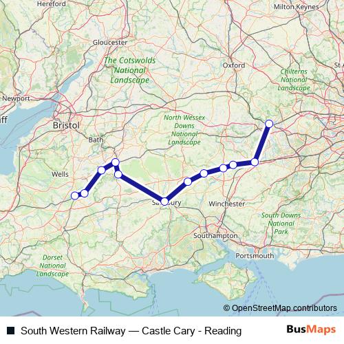 South Western Railway rail Line Map