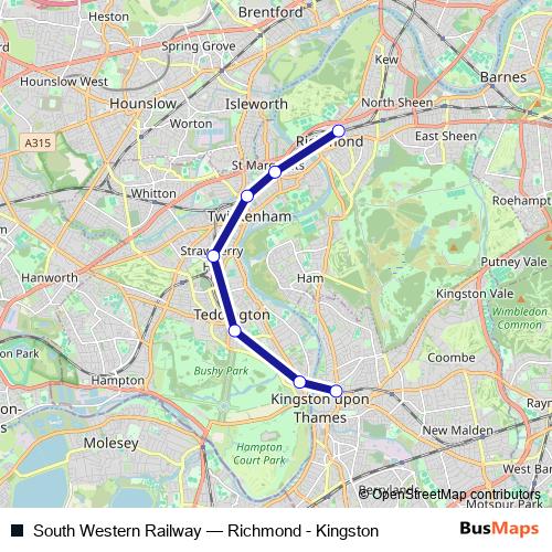 South Western Railway rail Line Map