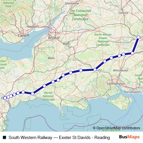 South Western Railway rail Line Map