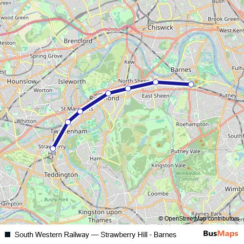 South Western Railway rail Line Map
