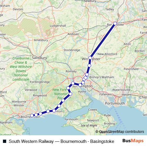 South Western Railway rail Line Map