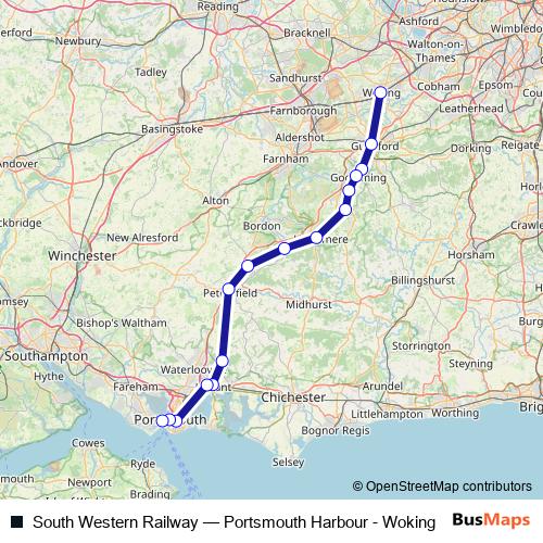 South Western Railway rail Line Map