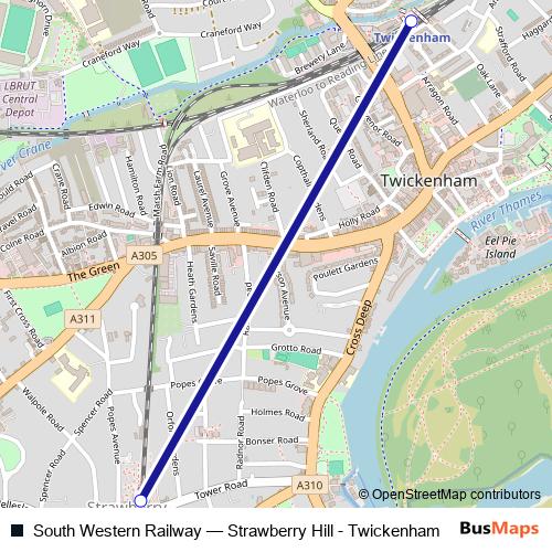 South Western Railway rail Line Map