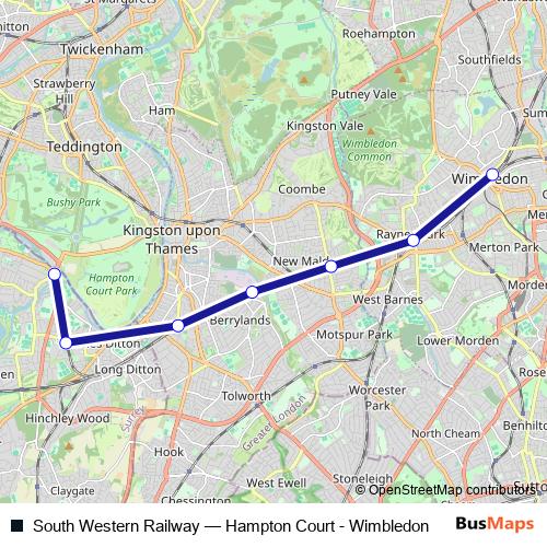 South Western Railway rail Line Map