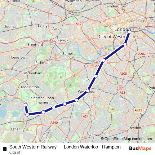South Western Railway rail Line Map