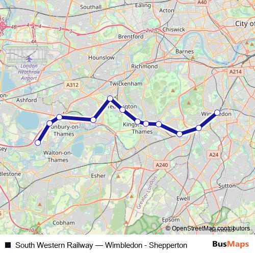 South Western Railway rail Line Map