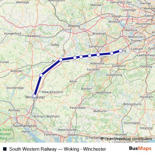 South Western Railway rail Line Map