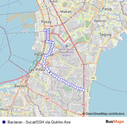 Baclaran - Sucat/SSH via Quirino Ave bus Line Map