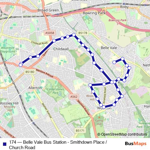 174 bus Line Map