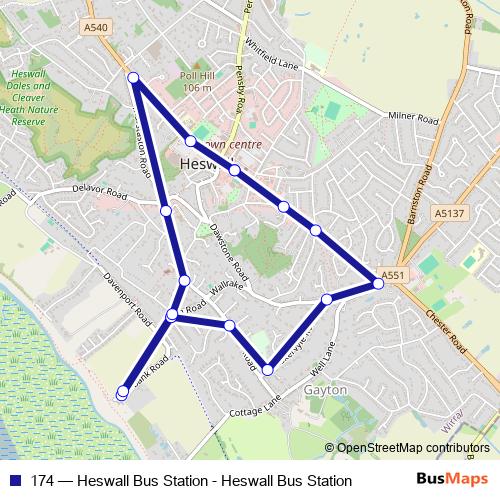 174 bus Line Map