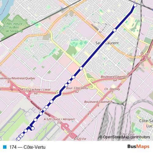 174 bus Line Map