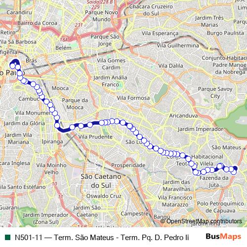 N501-11 bus Line Map