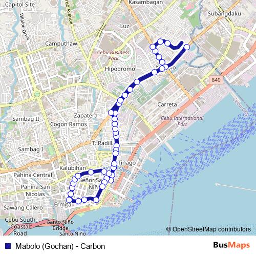 Mabolo (Gochan) - Carbon bus Line Map