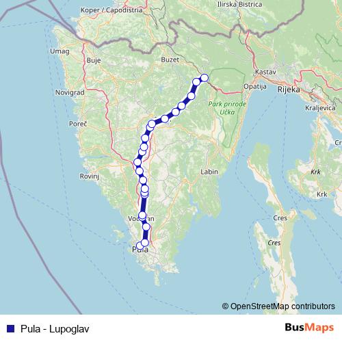 Pula - Lupoglav rail Line Map