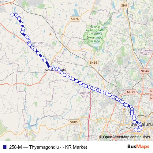 258-M bus Line Map