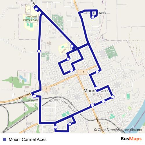 Mount Carmel Aces bus Line Map