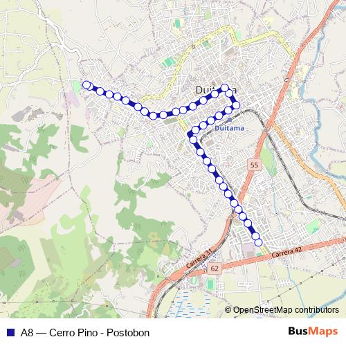 A8 bus Line Map