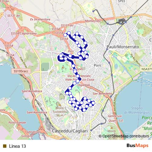 Linea 13 bus Line Map