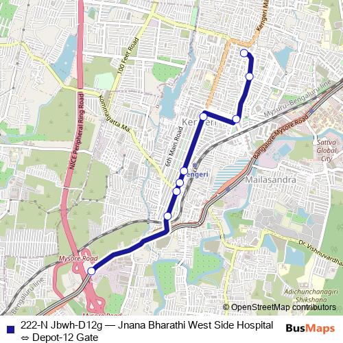 222-N Jbwh-D12g bus Line Map