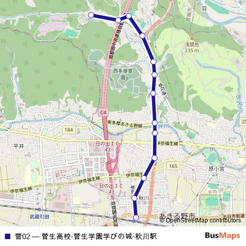 菅02 bus Line Map