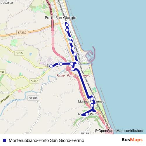 Monterubbiano-Porto San Giorio-Fermo bus Line Map
