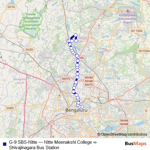 G-9 SBS-Nitte bus Line Map