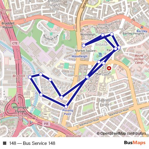 148 bus Line Map