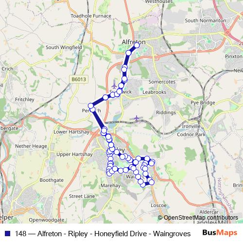 148 bus Line Map