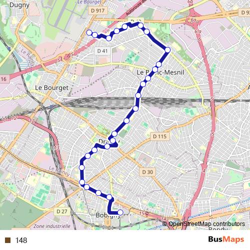 148 bus Line Map
