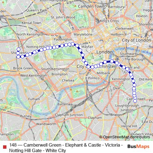 148 bus Line Map