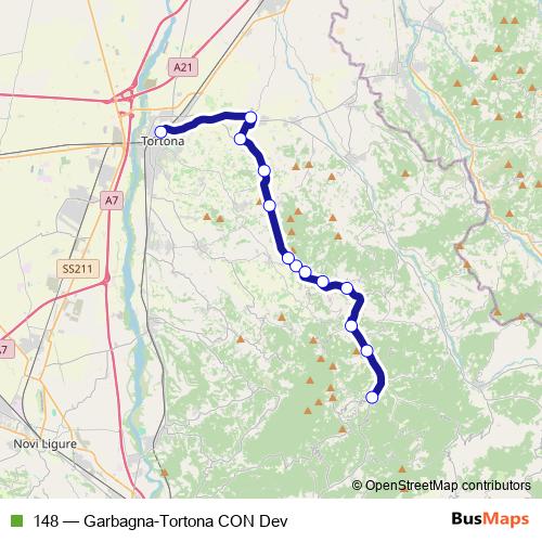 148 bus Line Map