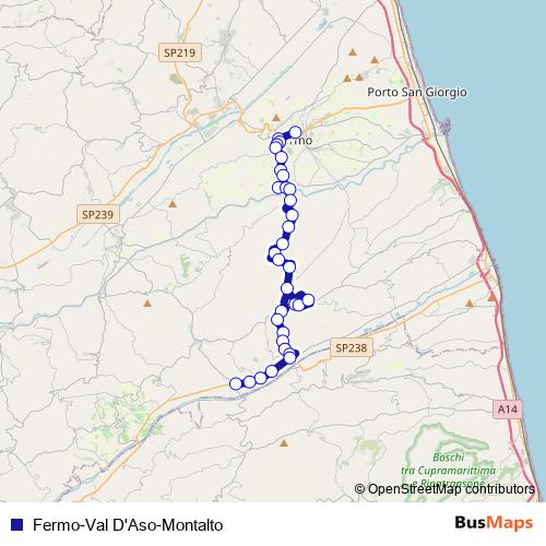 Fermo-Val D'Aso-Montalto bus Line Map