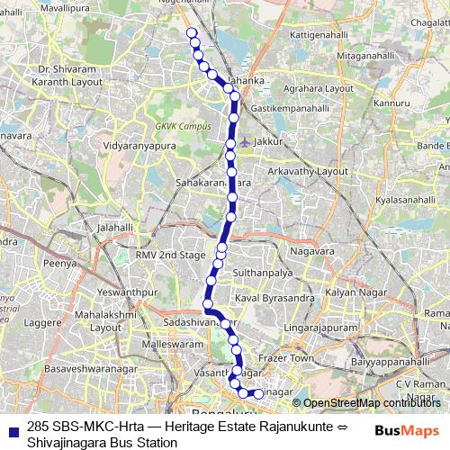 285 SBS-MKC-Hrta bus Line Map