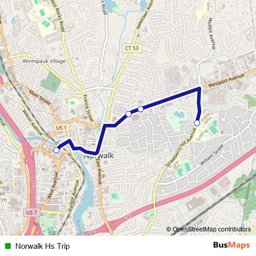 Norwalk Hs Trip bus Line Map