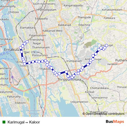 Karimugal ↔ Kaloor bus Line Map
