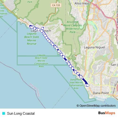 Sun Long Coastal bus Line Map
