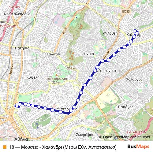 18 trolleybus Line Map