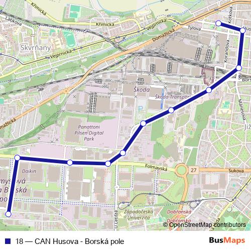 18 trolleybus Line Map