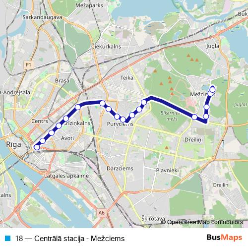 18 trolleybus Line Map