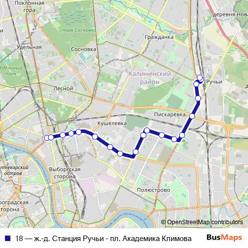 18 trolleybus Line Map