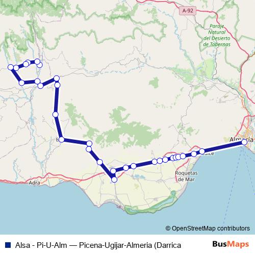 Alsa - Pi-U-Alm bus Line Map