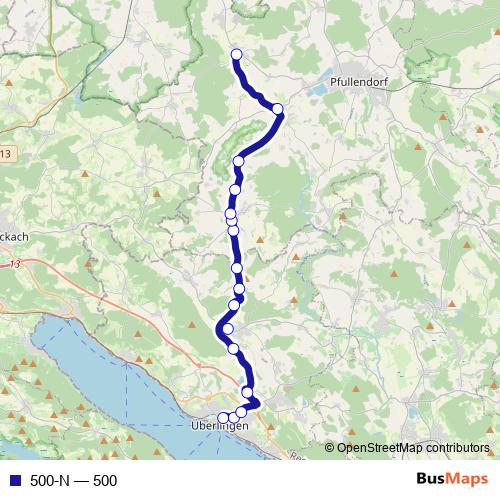 500-N bus Line Map