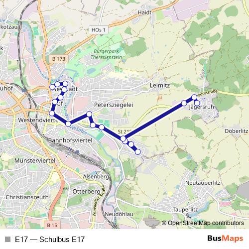 E17 bus Line Map